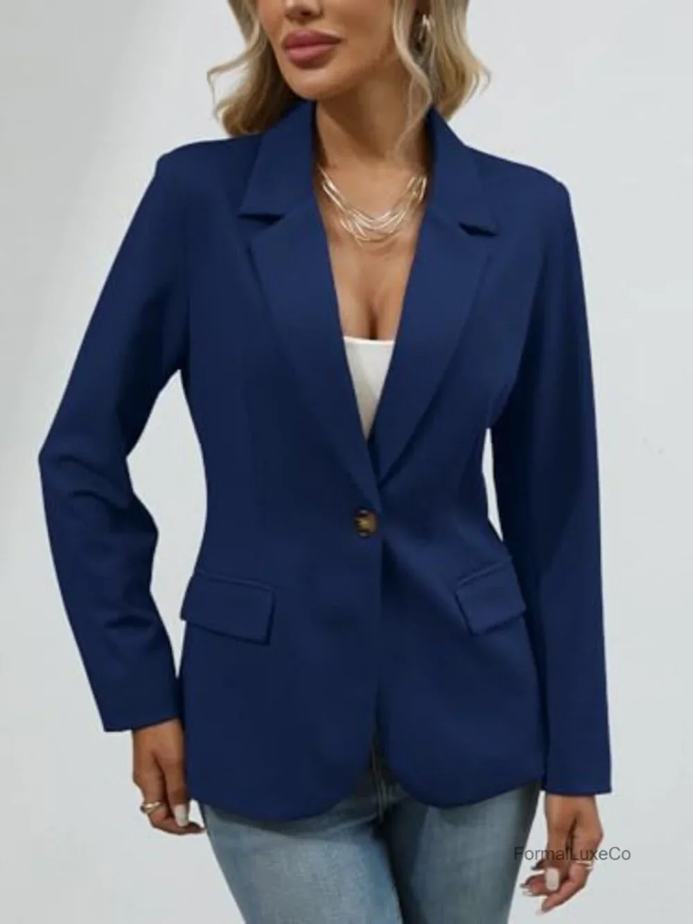 Stretchy Knit Blazer for Women Business Casual Suit Jacket with Pockets